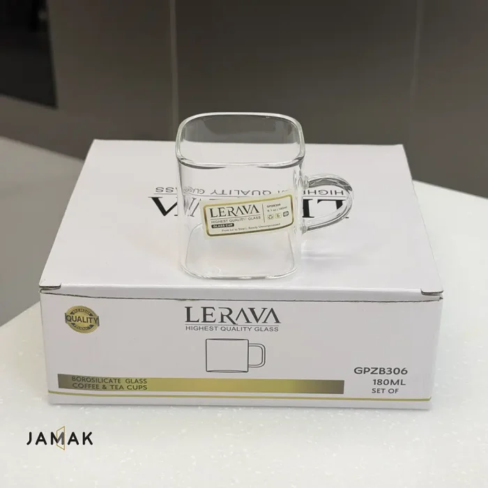 استکان مربع دسته‌ رنگی و ساده Lerava مدل GPZB306 عددی - تصویر 5