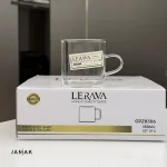 خرید استکان مربع دسته‌دار Lerava ۱۸۰ میل | لیوان شیشه‌ای رنگی و ساده