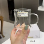 نیم‌لیوان پیرکس دسته‌ رنگی و ساده Lerava مدل GPZB45 عددی - تصویر 2