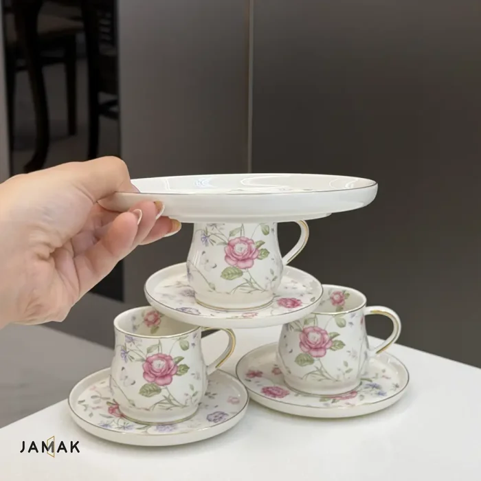 سرویس چایخوری طرح گل رز کد 1231 - تصویر 4