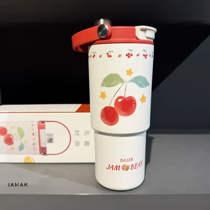 تراول ماگ دیلر مدل Cherry ظرفیت ۸۸۰ میل طرح گیلاس - تصویر 4