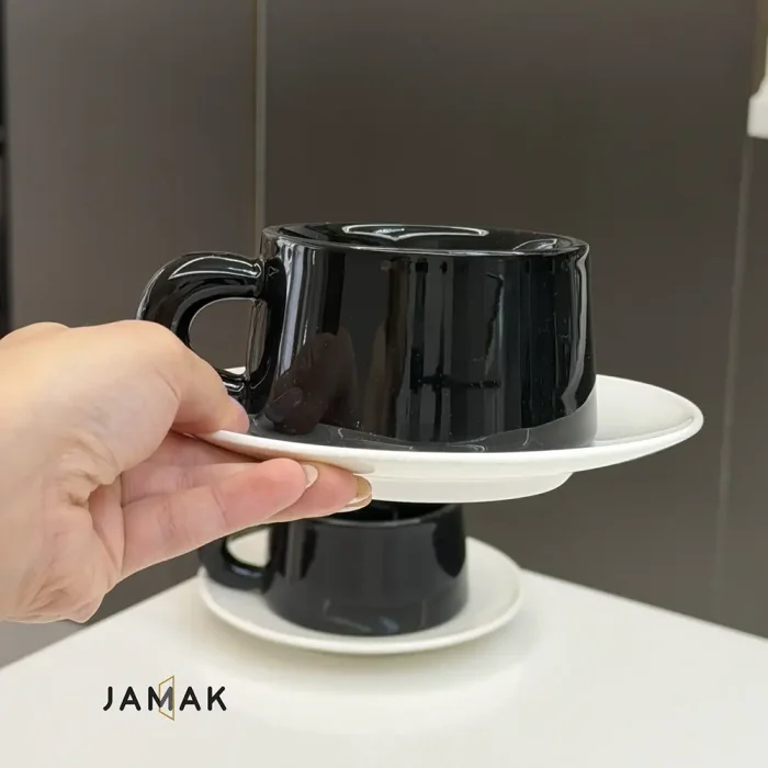 فنجان نعلبکی لته Black & White - یک عددی - تصویر 4